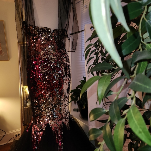 Multi colored sequined evening gown - Picture 5 of 7
